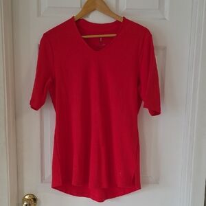 Isaac Mizrahi Live Vibrant Red Short Sleeve Top Size M 100% Cotton